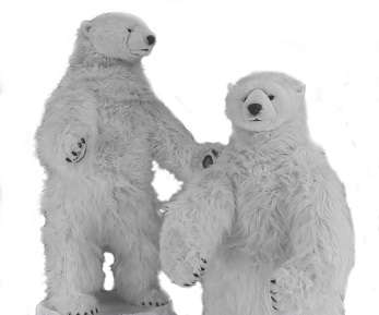Life-size and realistic plush animals.  0608 - POLAR BEARS TALK/SING SET 2 60"H