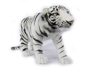 Life-size and realistic plush animals.  0782 - TIGER WHITE STANDING