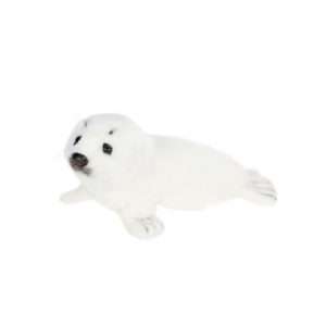 Life-size and realistic plush animals.  3767 - SEAL WHITE LYING 12''L