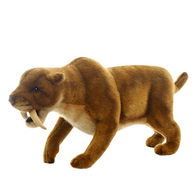 Life-size and realistic plush animals.  4885 - SABER TOOTH 20''L
