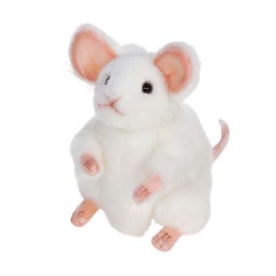 Life-size and realistic plush animals.  5323 - WHITE GERMAN MOUSE 6''