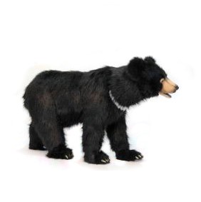 Life-size and realistic plush animals.  6086 - BLACK BEAR SEAT 41"L x 24"H