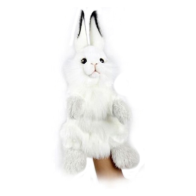 Life-size and realistic plush animals.  7156 - WHITE RABBIT PUPPET 13"