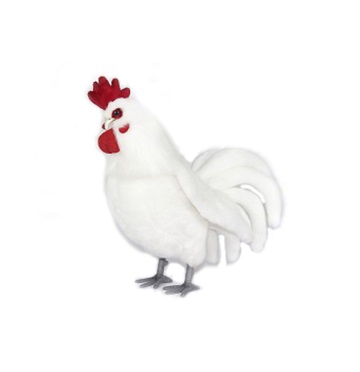 Life-size and realistic plush animals.  7222 - ROOSTER WHITE 12"H