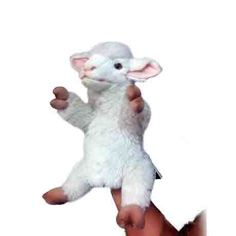 Life-size and realistic plush animals.  7340 - LAMB PUPPET 11"