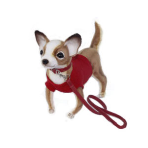 Life-size and realistic plush animals.  7551 - CHIHUAHUA (RED SHIRT) 9"L