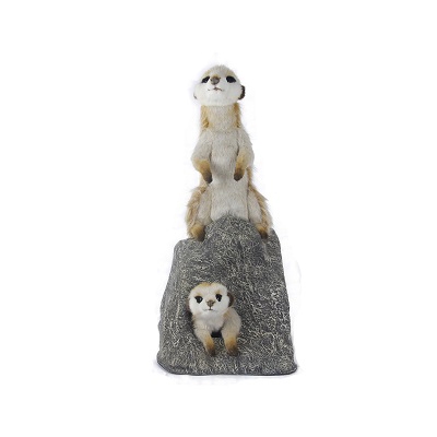 Life-size and realistic plush animals.  0781 - 2 PCS MEERKAT PLAYING ON ROCK (4576