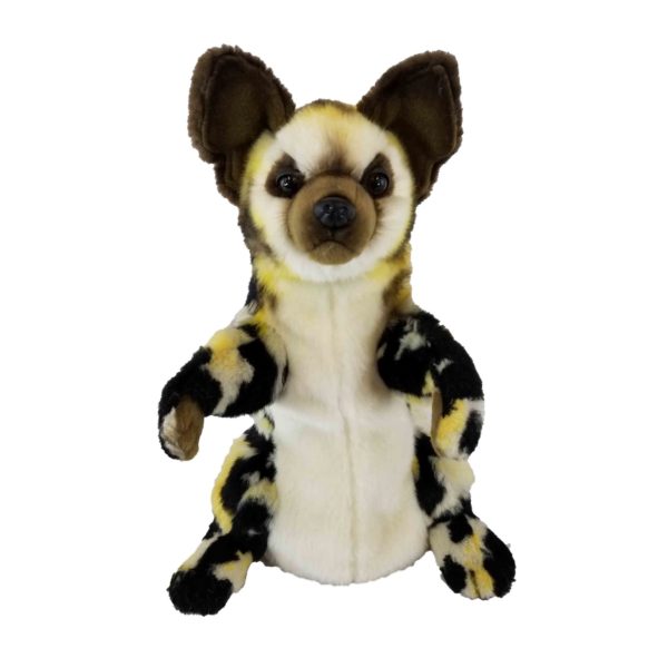 Life-size and realistic plush animals.  7982 - WILD DOG PUPPET 15.75"L
