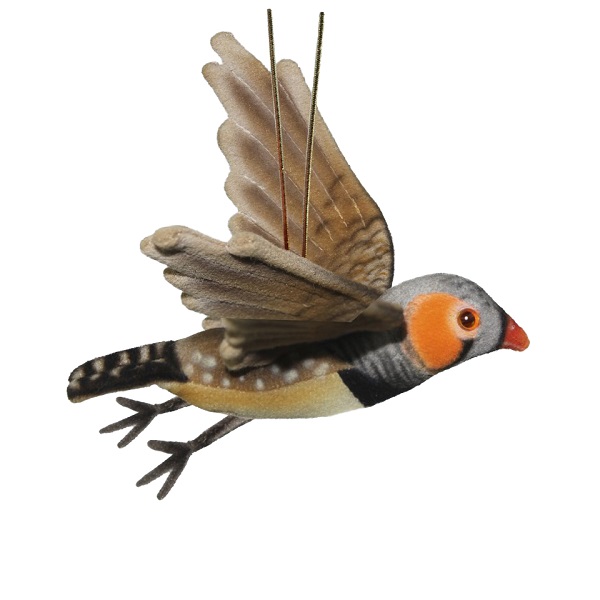 Life-size and realistic plush animals.  8113 - ZEBRA FINCH FLYING